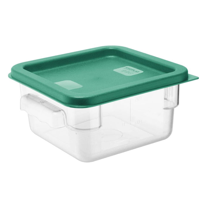 Hygiplas Square Food Storage Container Lid Green Small Vogue