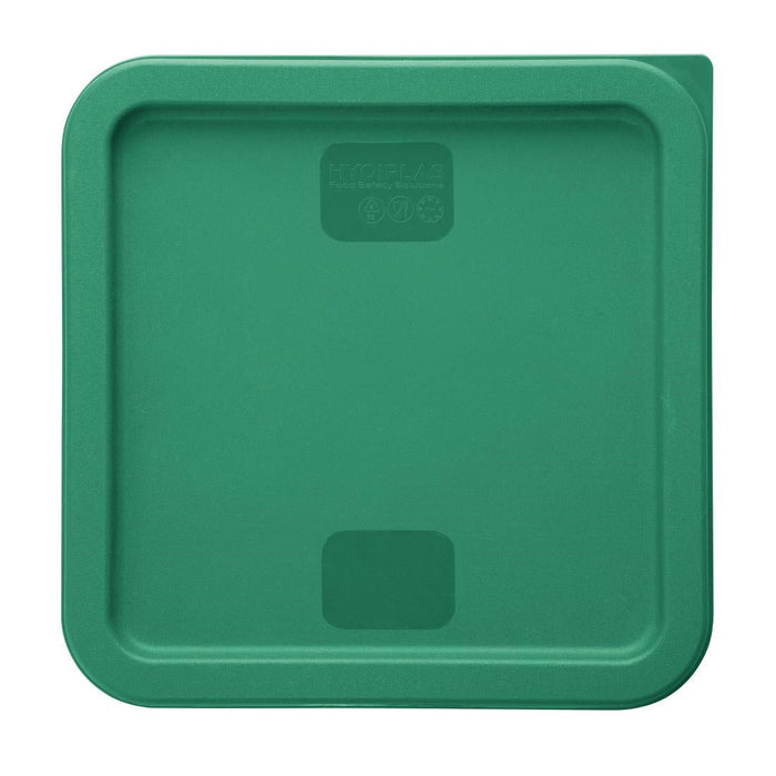 Hygiplas Square Food Storage Container Lid Green Medium Vogue