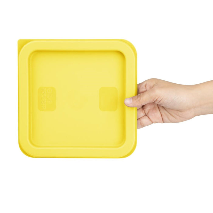 Hygiplas Square Food Storage Container Lid Yellow Small Vogue