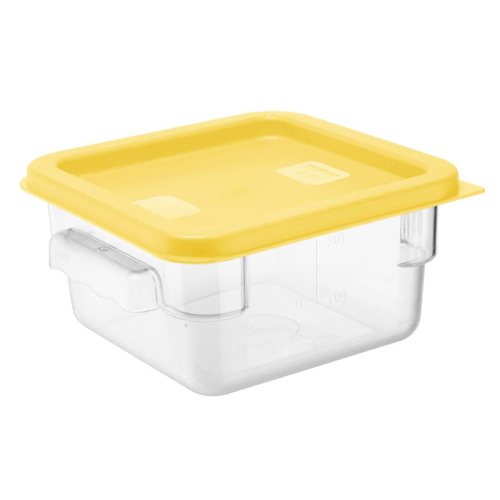 Hygiplas Square Food Storage Container Lid Yellow Small Vogue