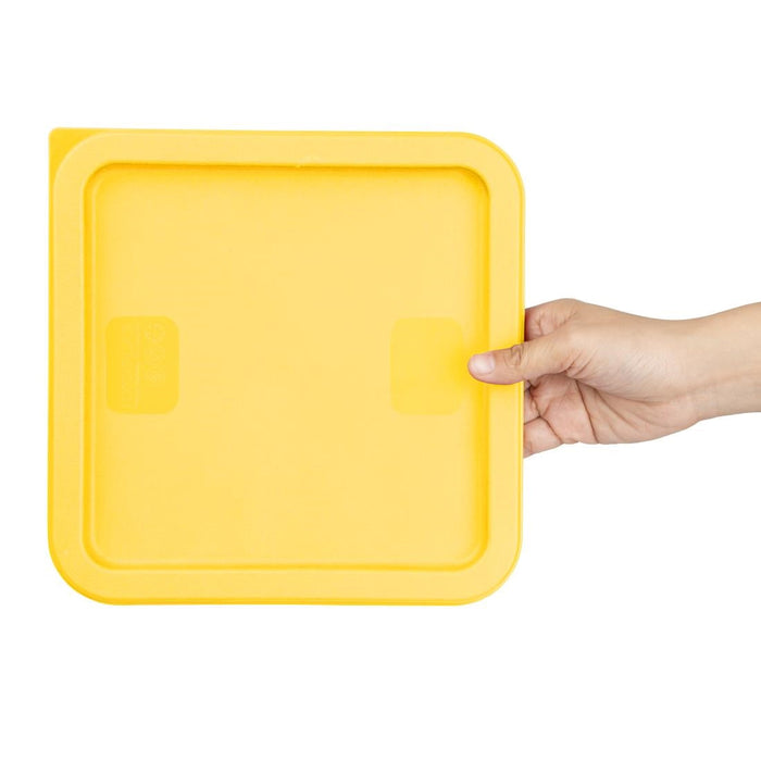 Hygiplas Square Food Storage Container Lid Yellow Medium Vogue