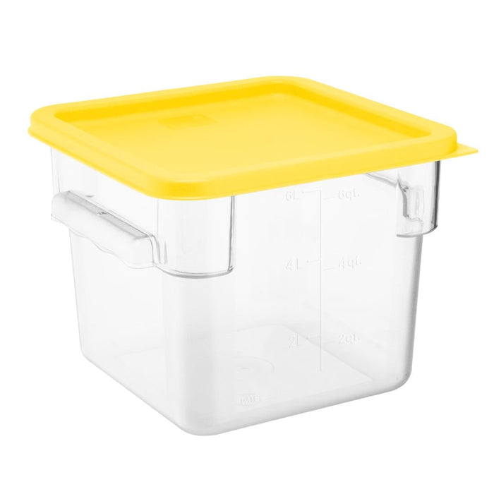 Hygiplas Square Food Storage Container Lid Yellow Medium Vogue