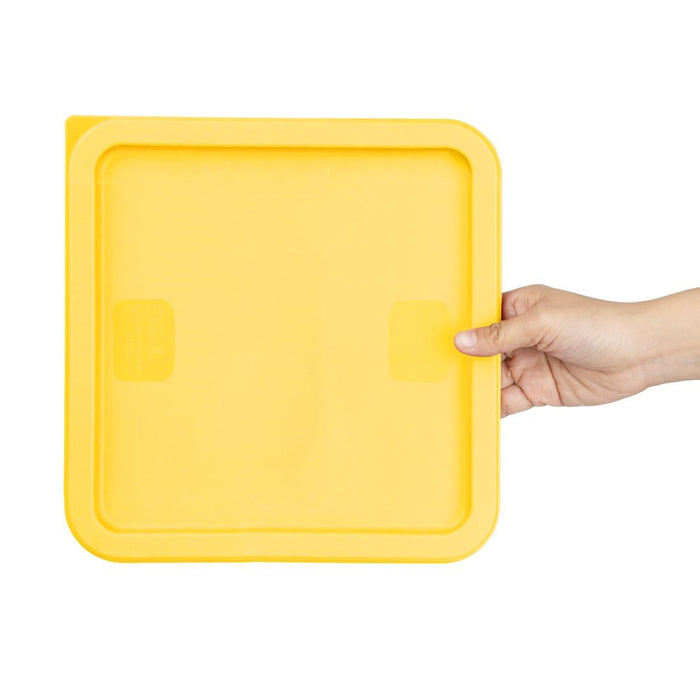 Hygiplas Square Food Storage Container Lid Yellow Large Vogue