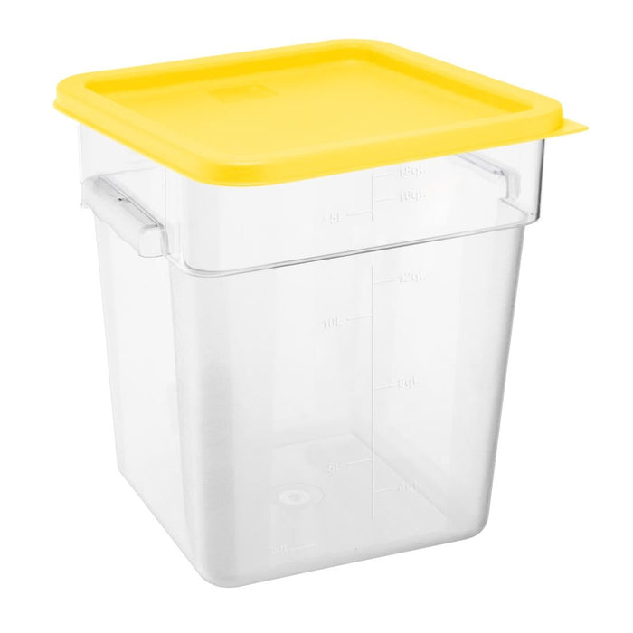 Hygiplas Square Food Storage Container Lid Yellow Large Vogue