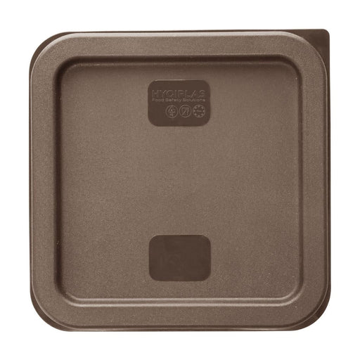 Hygiplas Square Food Storage Container Lid Brown Small Vogue