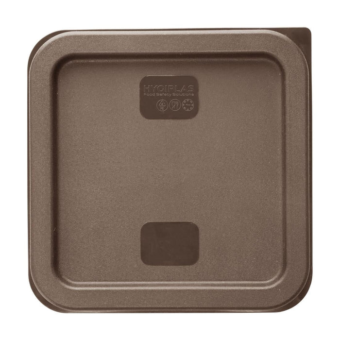 Hygiplas Square Food Storage Container Lid Brown Small Vogue