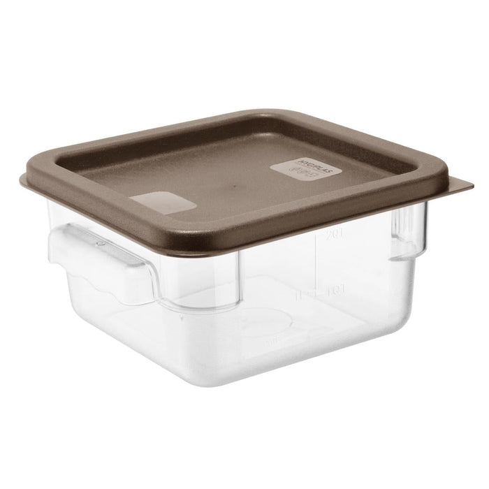 Hygiplas Square Food Storage Container Lid Brown Small Vogue