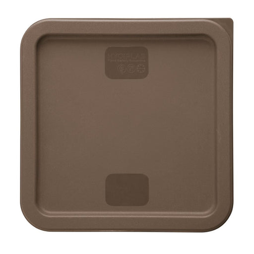 Hygiplas Square Food Storage Container Lid Brown Medium Vogue