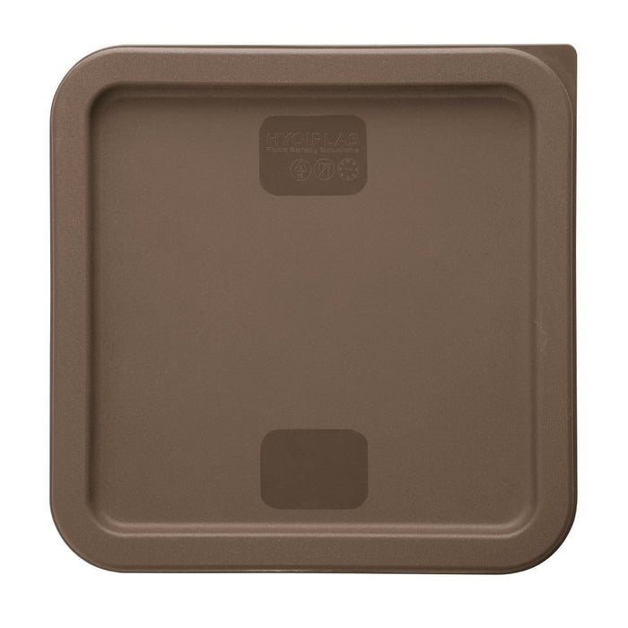 Hygiplas Square Food Storage Container Lid Brown Medium Vogue