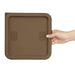 Hygiplas Square Food Storage Container Lid Brown Medium Vogue