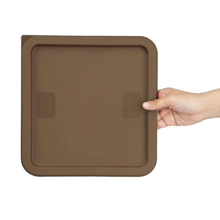 Hygiplas Square Food Storage Container Lid Brown Large Vogue