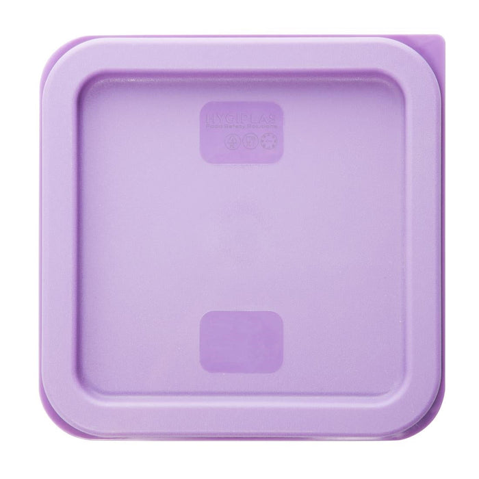 Hygiplas Square Food Storage Container Lid Purple Small Vogue