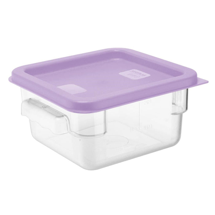 Hygiplas Square Food Storage Container Lid Purple Small Vogue
