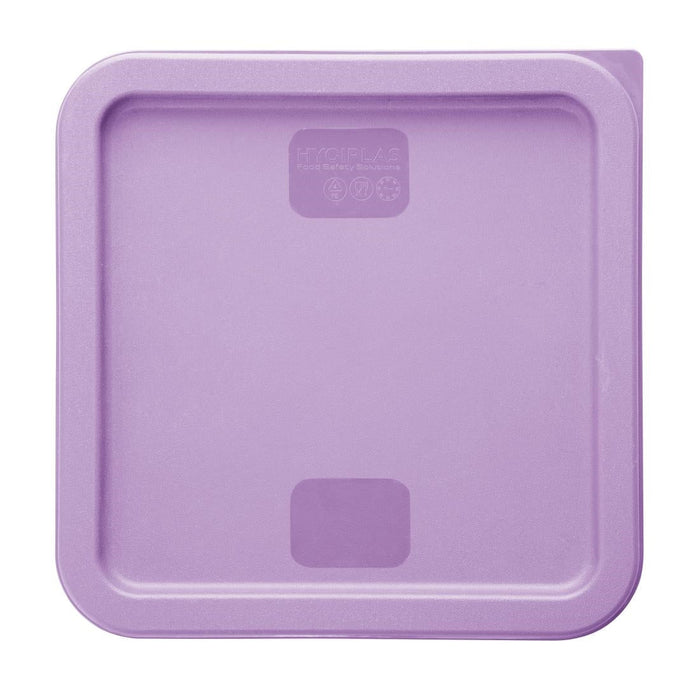 Hygiplas Square Food Storage Container Lid Purple Medium Vogue