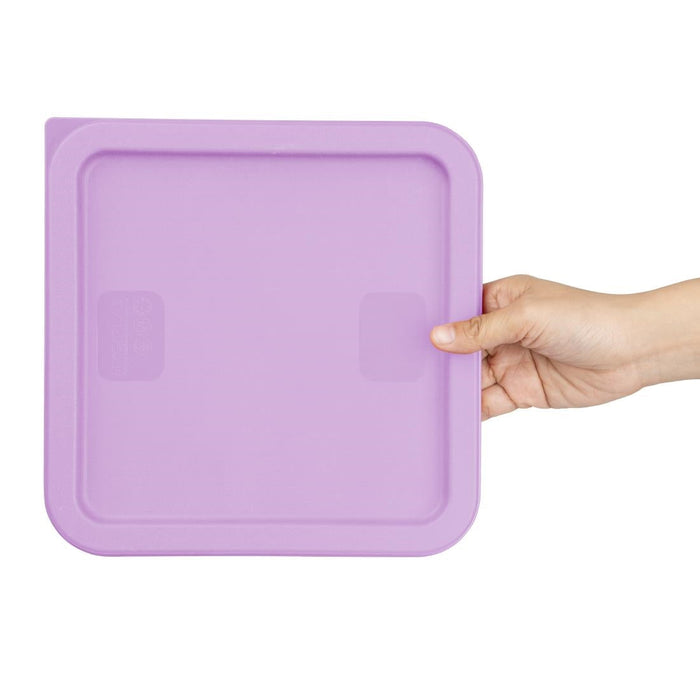 Hygiplas Square Food Storage Container Lid Purple Medium Vogue