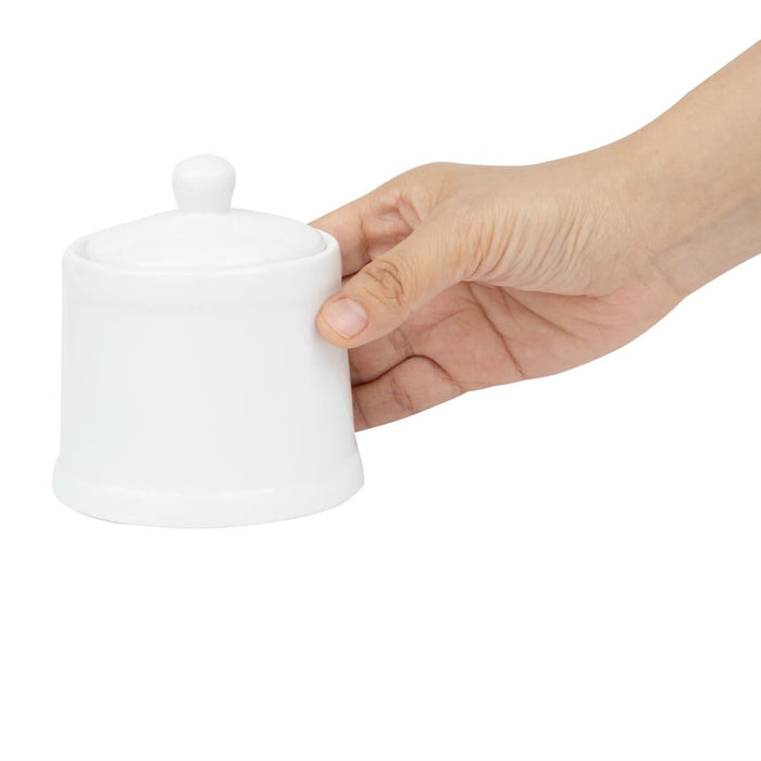 Olympia Whiteware Pier Sugar Bowls with Lids 250ml (6 Pack) Olympia
