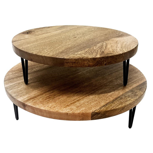 Olympia Round Display Stand Mango Wood with Metal Legs 300x80mm Olympia
