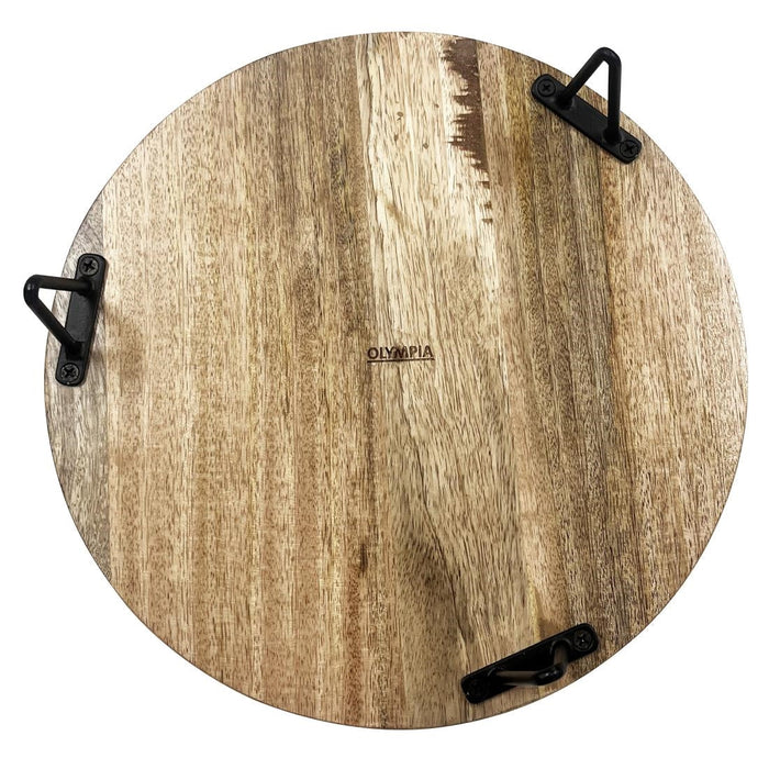 Olympia Round Display Stand Mango Wood with Metal Legs 300x80mm Olympia