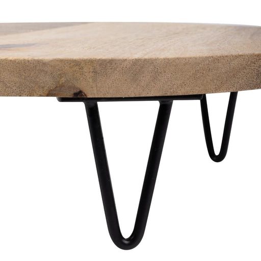 Olympia Round Handled Display Stand Mango Wood with Metal Legs 400x300x80mm Olympia