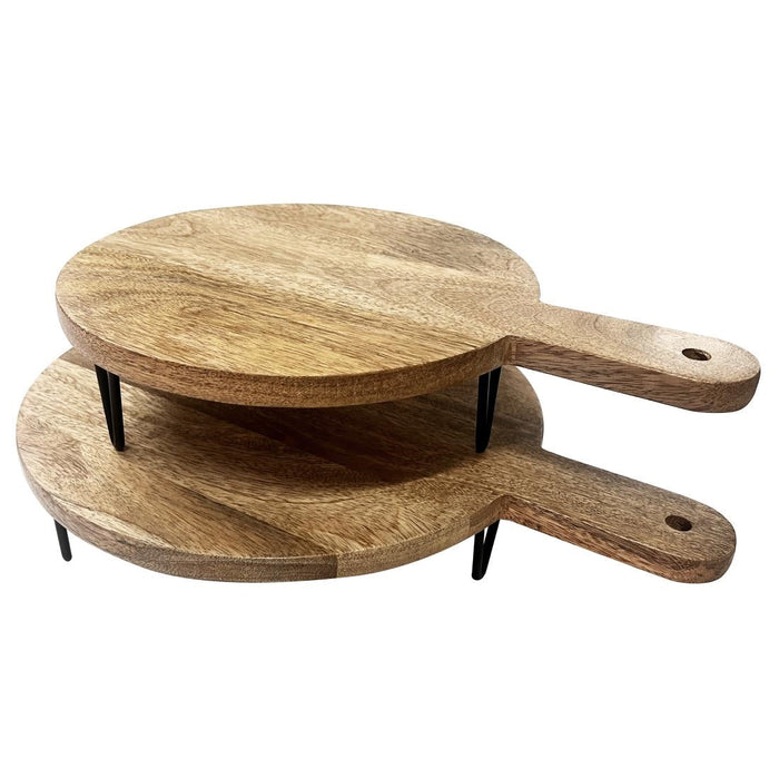 Olympia Round Handled Display Stand Mango Wood with Metal Legs 400x300x80mm Olympia