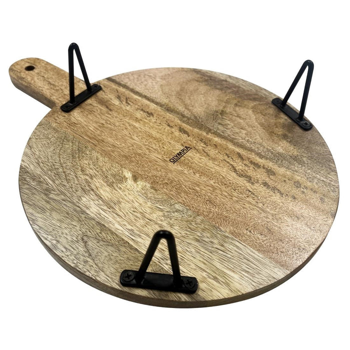 Olympia Round Handled Display Stand Mango Wood with Metal Legs 400x300x80mm Olympia