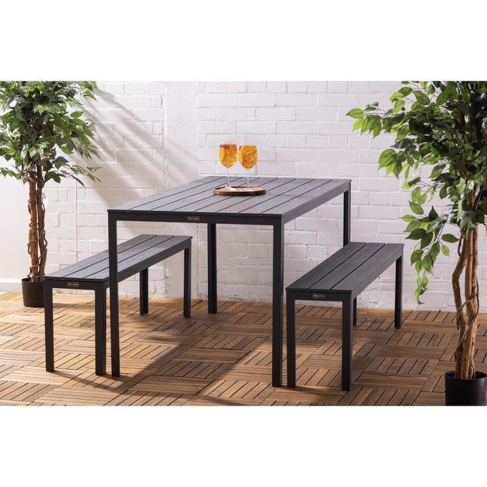 Bolero Valletta Grey Slatted Benches (2 Pack) Bolero