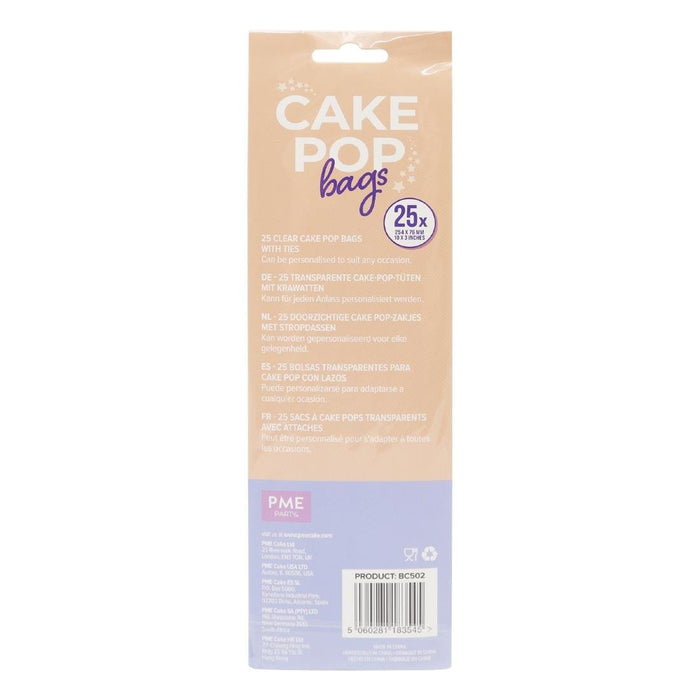 PME Cake Pop Bags with Silver Ties 254x76mm (25 Pack) PME