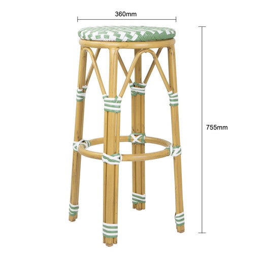 Bolero Parisian Style PE Rattan Bar Stools Light Green (2 Pack) Bolero