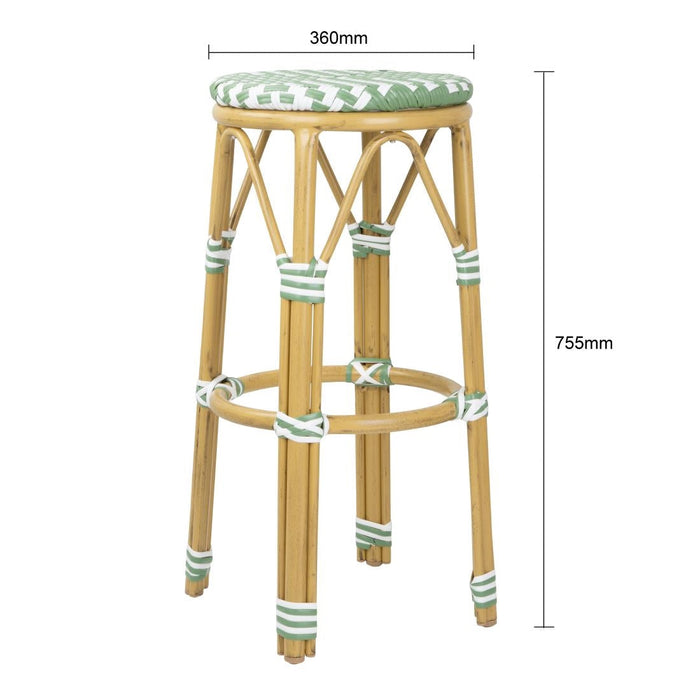 Bolero Parisian Style PE Rattan Bar Stools Light Green (2 Pack) Bolero
