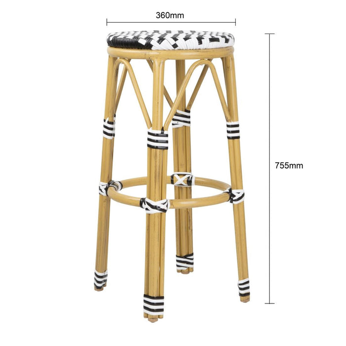 Bolero Parisian Style PE Rattan Bar Stools Black  (2 Pack) Bolero