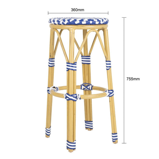 Bolero Parisian Style PE Rattan Bar Stools Blue (2 Pack) Bolero