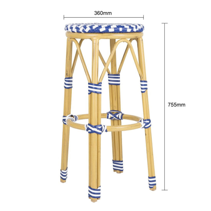 Bolero Parisian Style PE Rattan Bar Stools Blue (2 Pack) Bolero