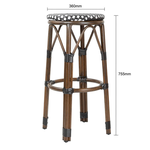 Bolero Parisian Style PE Rattan Bar Stools Black Dot Mix (2 Pack) Bolero