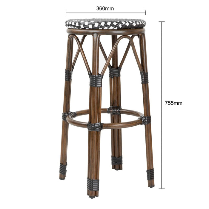 Bolero Parisian Style PE Rattan Bar Stools Black Dot Mix (2 Pack) Bolero