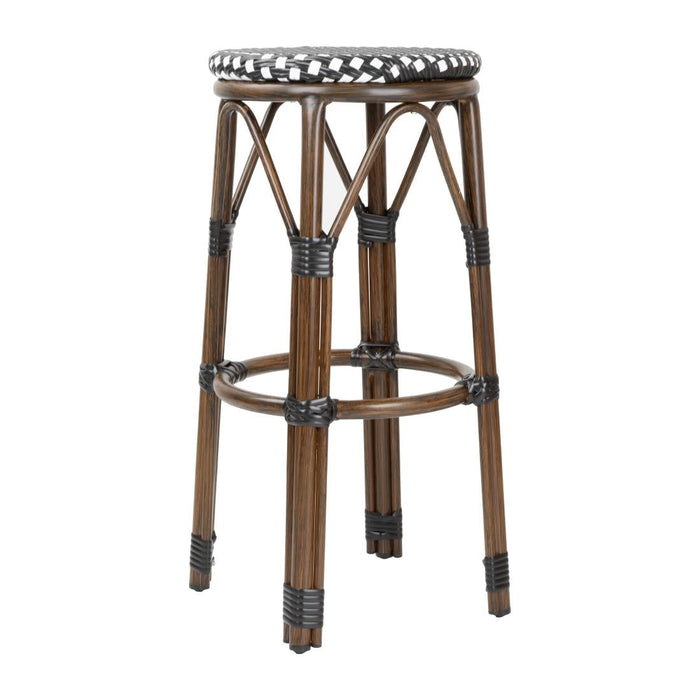 Bolero Parisian Style PE Rattan Bar Stools Black Dot Mix (2 Pack) Bolero