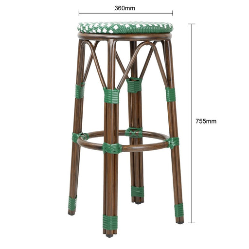 Bolero Parisian Style PE Rattan Bar Stools Green Dot Mix (2 Pack) Bolero
