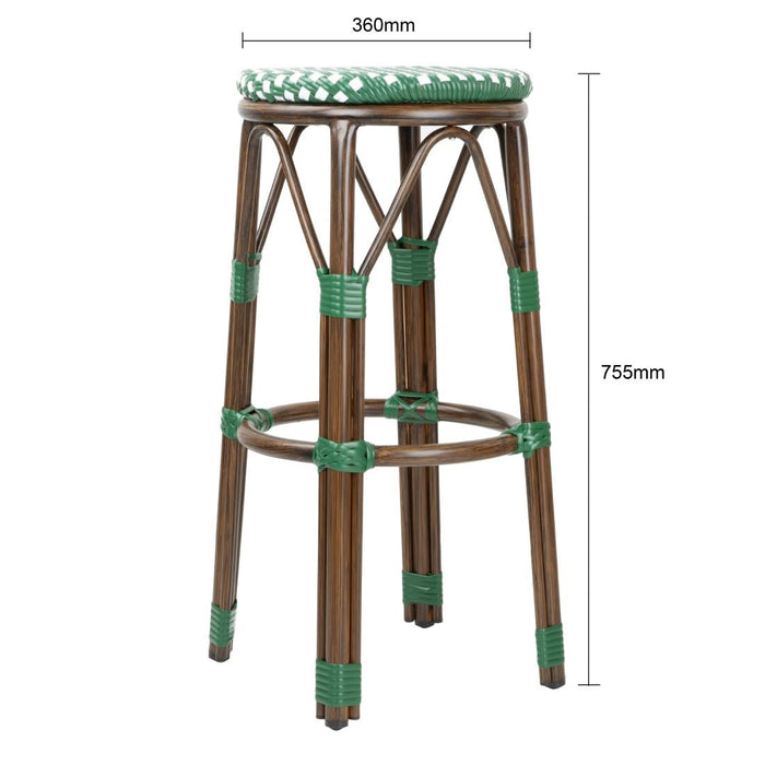 Bolero Parisian Style PE Rattan Bar Stools Green Dot Mix (2 Pack) Bolero
