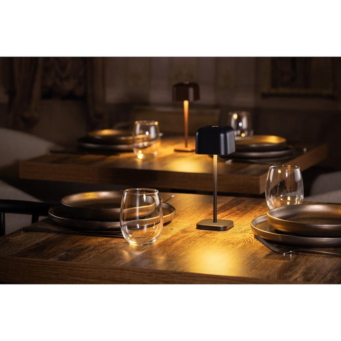 Olympia Lucca Table Lamp Squared Dome Black 200mm Olympia