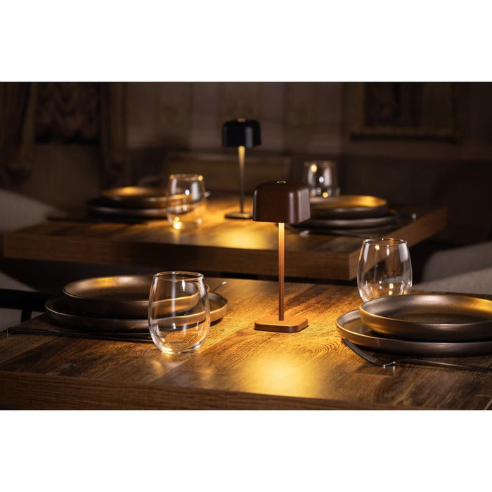 Olympia Lucca Table Lamp Squared Dome Chestnut 200mm Olympia