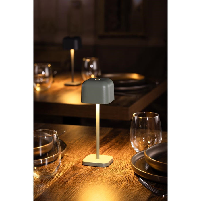 Olympia Lucca Table Lamp Squared Dome Sage 200mm Olympia