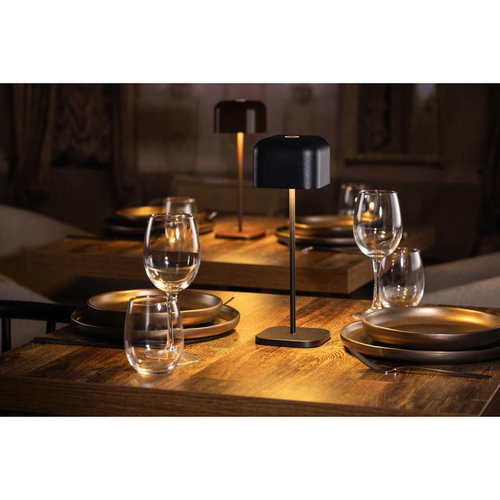 Olympia Lucca Table Lamp Squared Dome Black 300mm Olympia