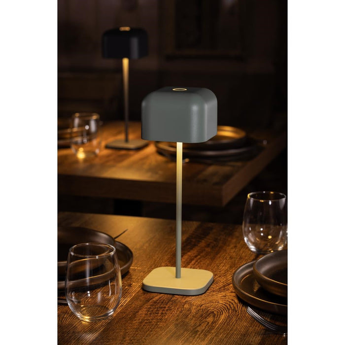 Olympia Lucca Table Lamp Squared Dome Sage 300mm Olympia