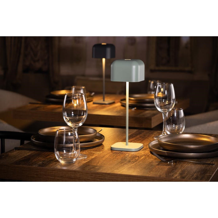 Olympia Lucca Table Lamp Squared Dome Sage 300mm Olympia