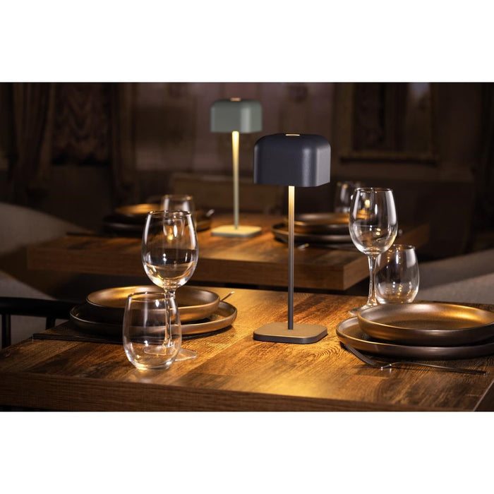 Olympia Lucca Table Lamp Squared Dome Grey 300mm Olympia