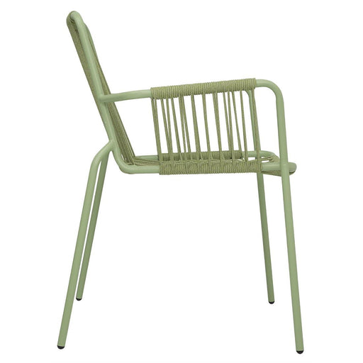 Bolero Melbourne Rope Design Arm Chairs Light Green (4 Pack) Bolero