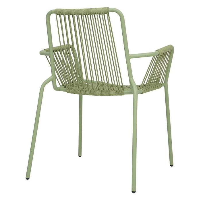 Bolero Melbourne Rope Design Arm Chairs Light Green (4 Pack) Bolero