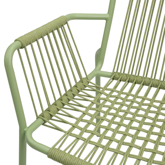 Bolero Melbourne Rope Design Arm Chairs Light Green (4 Pack) Bolero