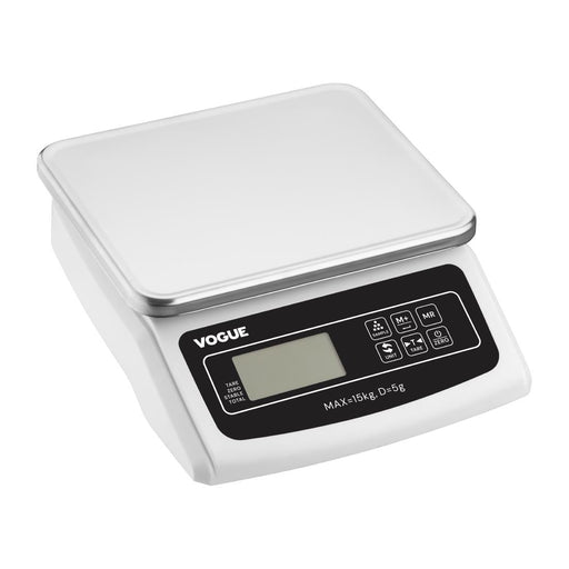 Capacity: 15kg. Graduation: 5g. Rechargeable battery