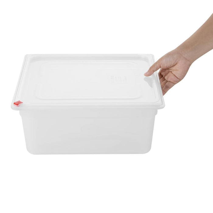 Hygiplas Click PP GN Container 2/3 with Lid & 7 Colour Clips 150mm 12Ltr (4 Pack) Hygiplas