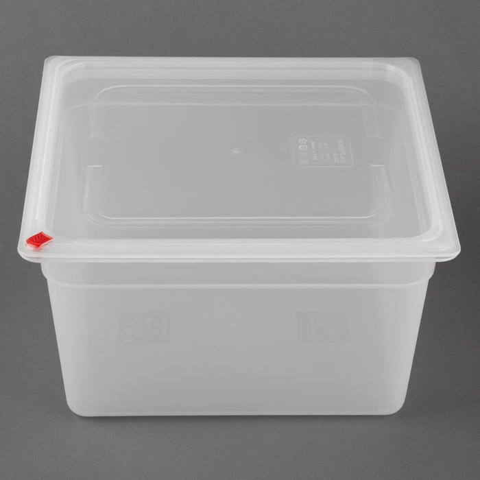 Hygiplas Click PP GN Container 2/3 with Lid & 7 Colour Clips 200mm 16.1Ltr (4 Pack) Hygiplas